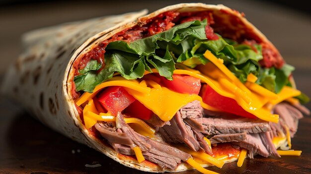 Photo delicious roast beef wrap