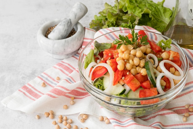 Delicious salad with beans concept