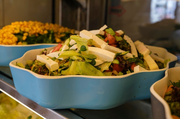 Delicious salads at the hotel buffet