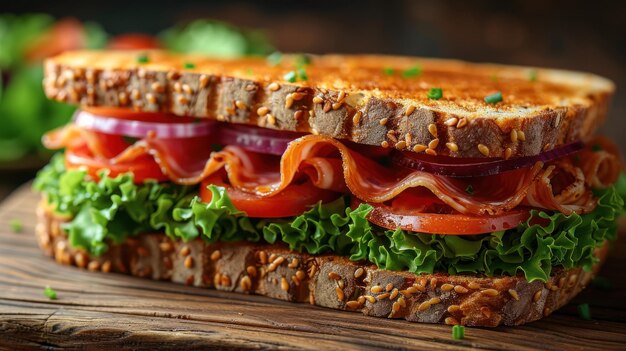 Delicious Sandwich with Bacon Tomato and Lettuce