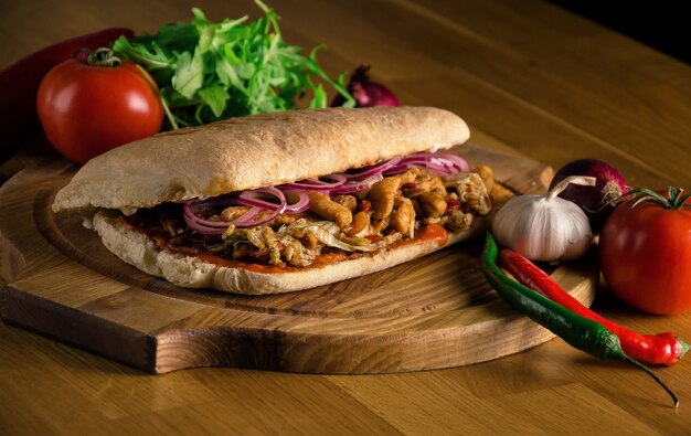 Delicious sandwich with ciabatta