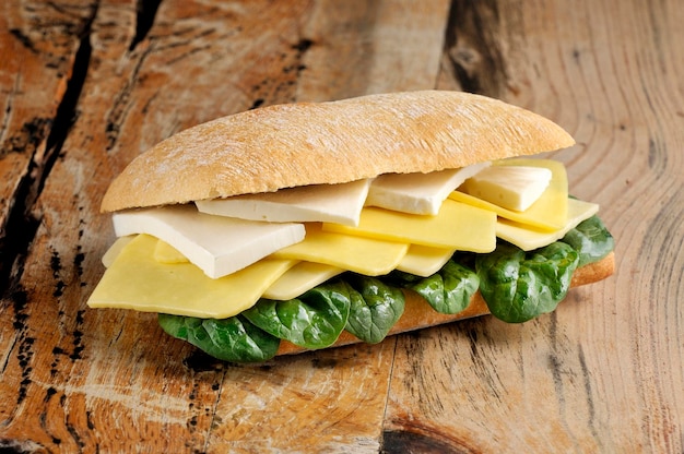 Delicious sandwich with three cheese