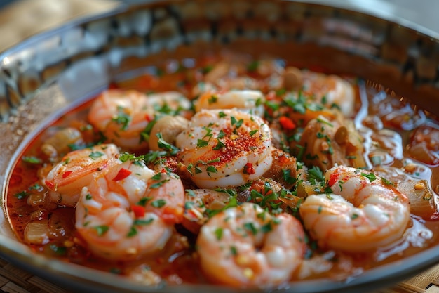 Delicious shrimp dish with herbs and spices