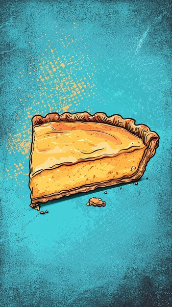 Photo delicious slice of pie on blue background