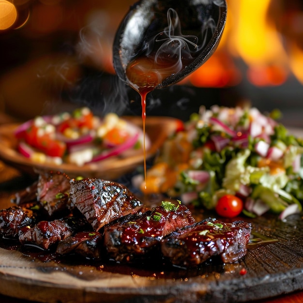 Delicious Smoky Carne Asada with Grilled Steak and Fresh Salsa