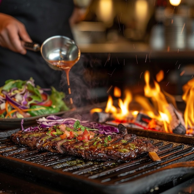 Delicious Smoky Carne Asada with Grilled Steak and Fresh Salsa