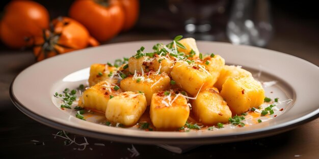 Photo delicious sorrentina gnocchi plate tender and flavorful concept sorrentina gnocchi italian cuisine gnocchi recipe homemade pasta tomato sauce