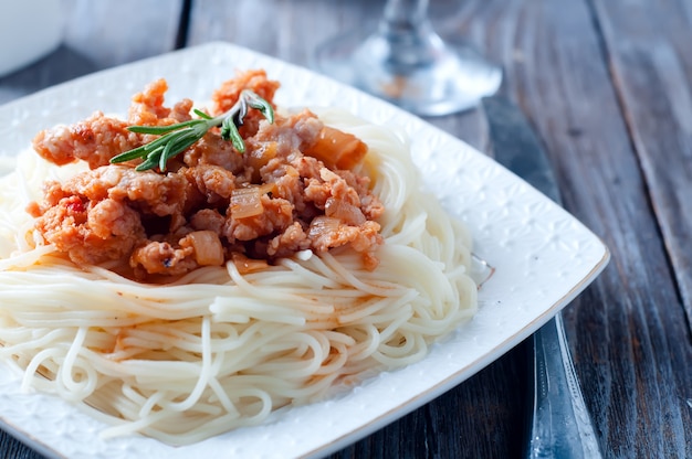 Delicious spaghetti with bacon