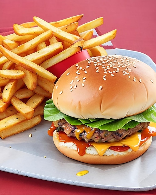 Delicious spicy burgers and noodles