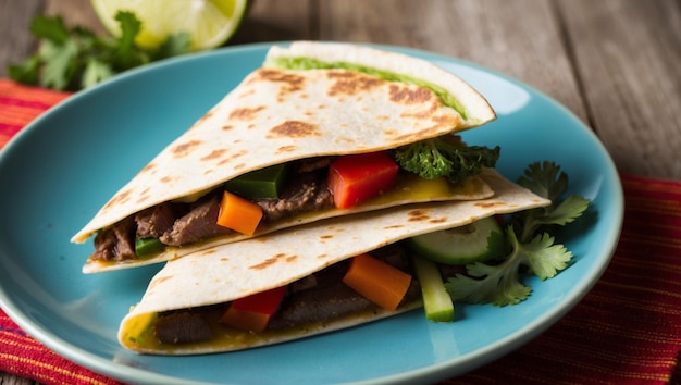 A delicious stack of tortillas filled with savory beef and veggies