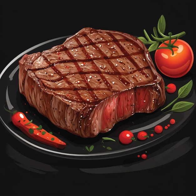 delicious steak on a black background