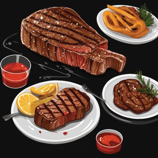 delicious steak on a black background