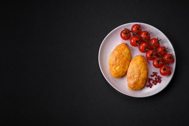 Delicious steam cutlets with carrots cheese salt and spices