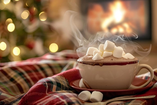 Delicious steaming hot chocolate topped with fluffy marshmallows perfect for cozy winter evenings