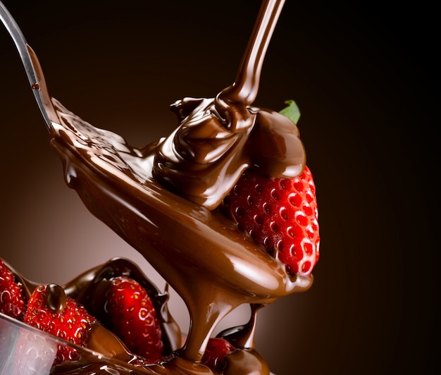 delicious strawberries dipped in a chocolate cream