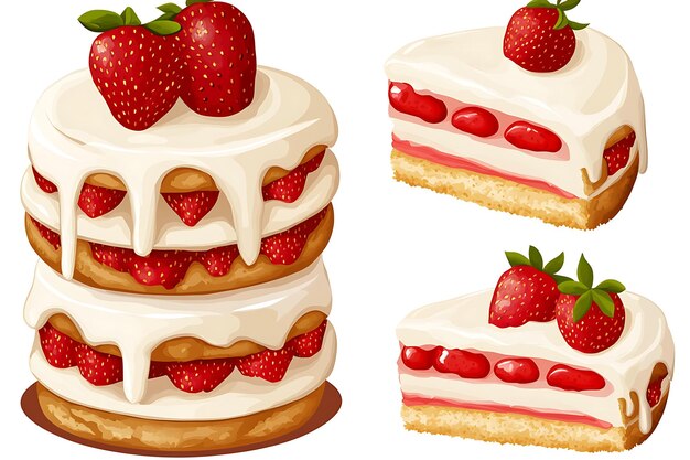 Photo delicious strawberry cake with white cream and fresh berries