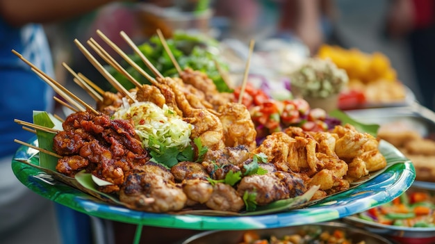 Photo delicious street food skewers