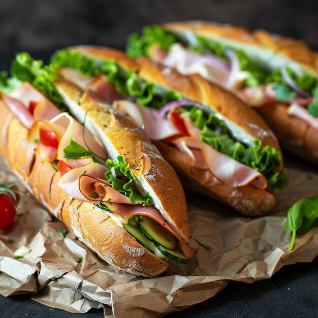 Photo delicious submarine sandwiches available for purchase