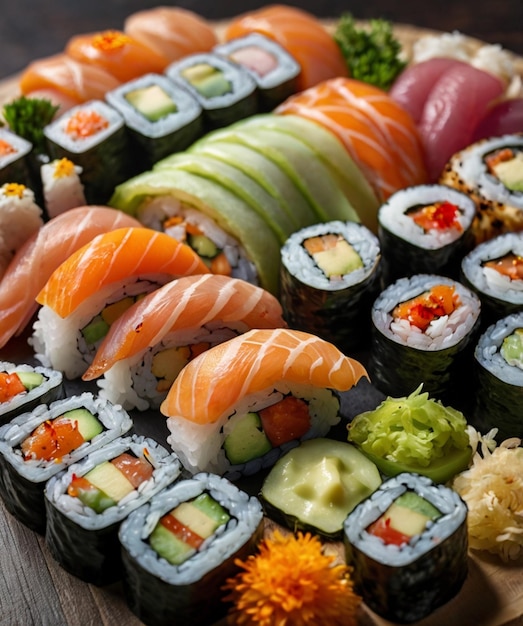 Photo delicious sushi sashimi japanese food