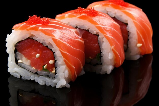 Delicious sushi with raw fish