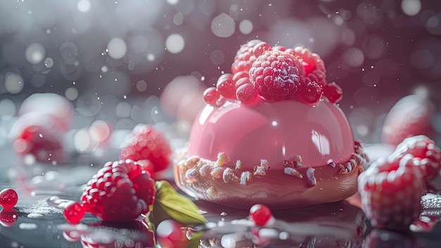 Photo delicious sweet dessert on the table sweets and cookies on the table small cake with berries