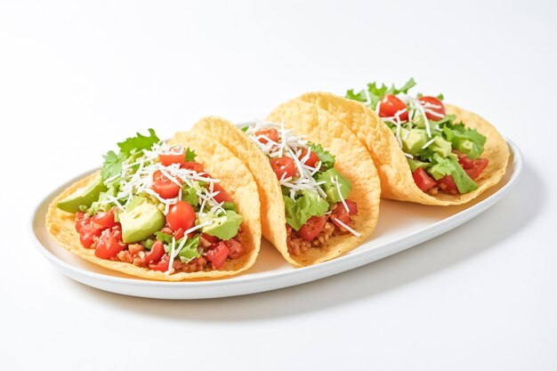 Delicious Tacos with Avocado Tomato and Cheese