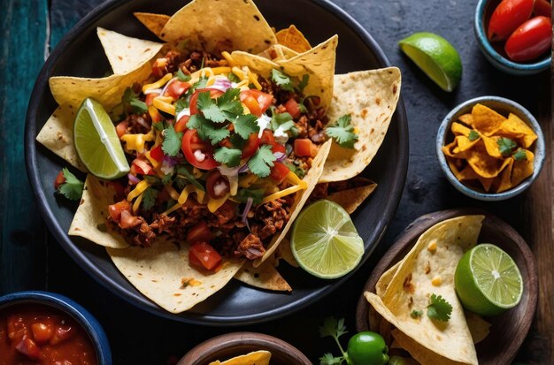 Delicious Tacos on Wooden Table