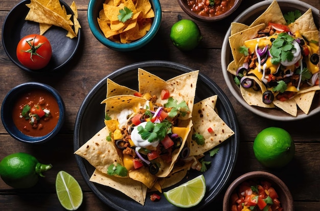 Delicious Tacos on Wooden Table