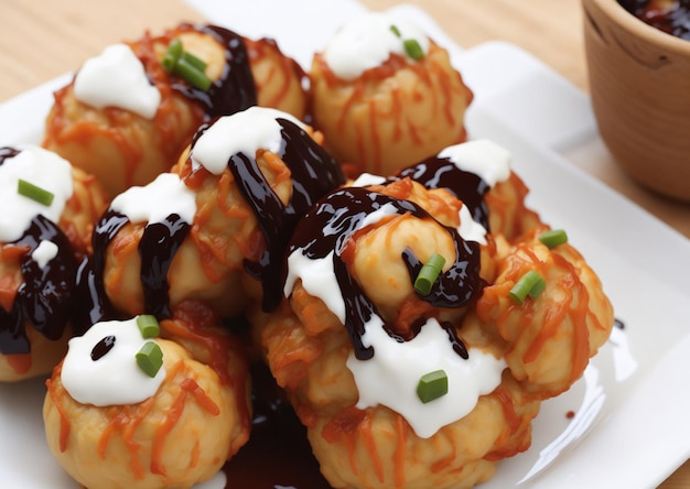 Delicious takoyaki Japanese food AI generated