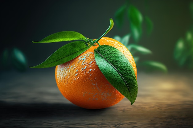 Delicious tangerine that is ripe mandarin closeup of a fresh tangerine holding a leaf