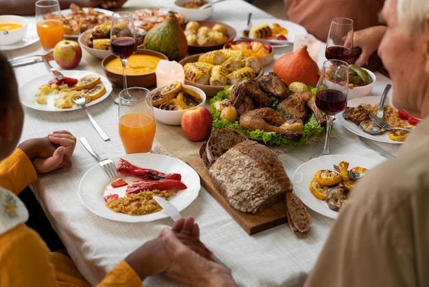 Delicious thanksgiving day food on the table