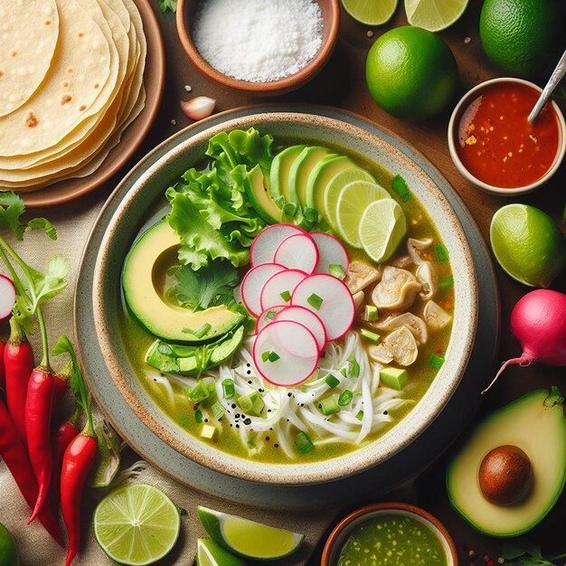 Delicious traditional mexican Pozole food