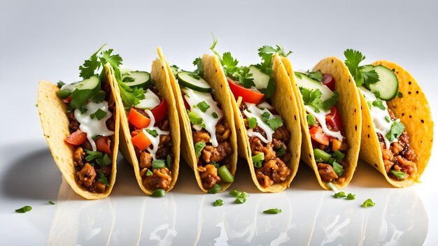 Delicious traditional Mexican tacos Cinco de Mayo tacos Taco with sauce closeup food photography