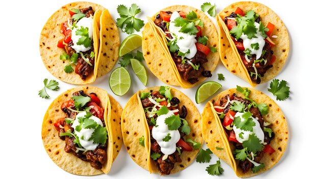 Delicious traditional Mexican tacos Cinco de Mayo tacos Taco with sauce closeup food photography