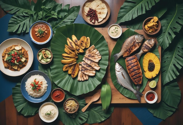 Photo delicious typical amazonia food fish cooked in a leaf