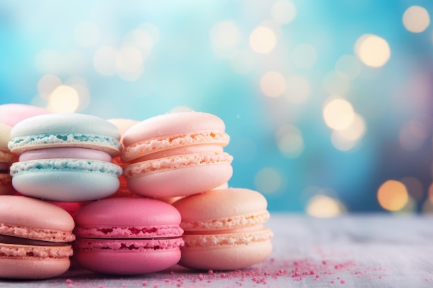 Delicious variety of pastel macarons on lovely background order now for a sweet treat