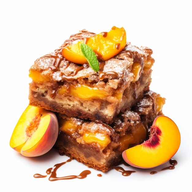 Delicious Vegan Peach Coffee Bars A Healthy Twolayer Cake With Peach Sauce