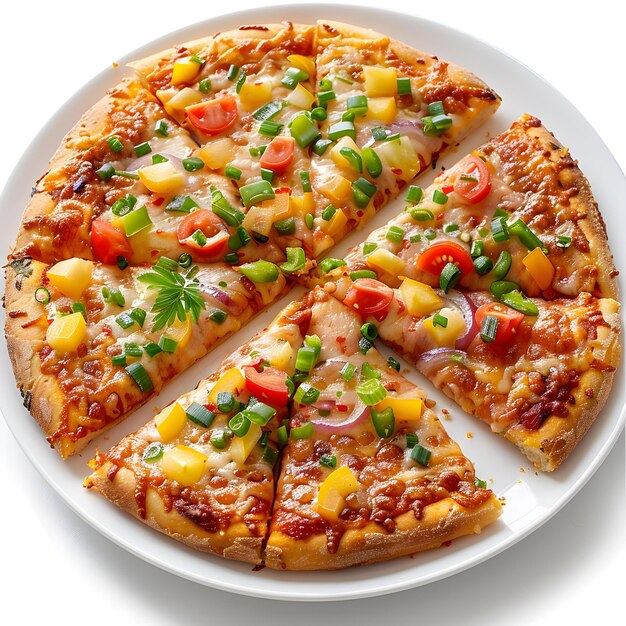 Delicious Vegetarian Pizza on White Background