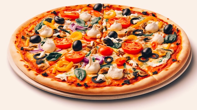 delicious vegetarian pizza with champignon