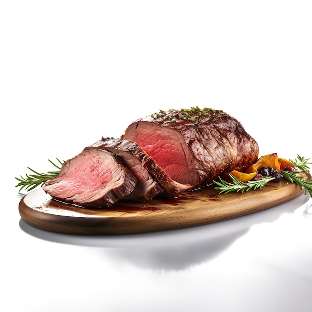 Delicious Venison Roast isolated on white background