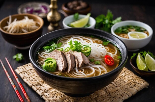 Photo delicious vietnamese food including pho ga