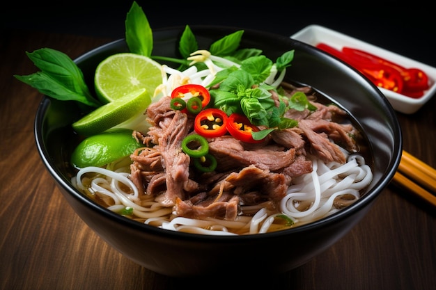 Delicious vietnamese food including pho ga