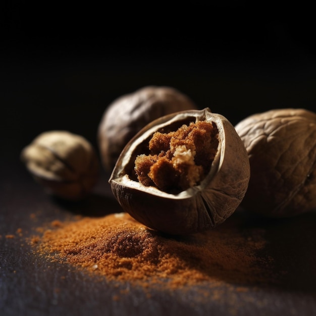 Delicious walnuts on wooden bowl