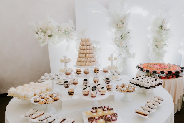 Delicious Wedding Cake and Candy Bar