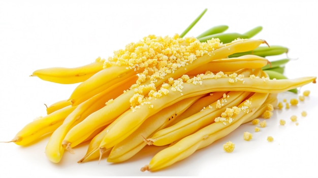 Delicious Yellow Beans with Butter and Breadcrumbs Isolated on White Background