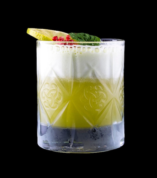 A deliciously cocktail with different fillings Isolated on a dark background