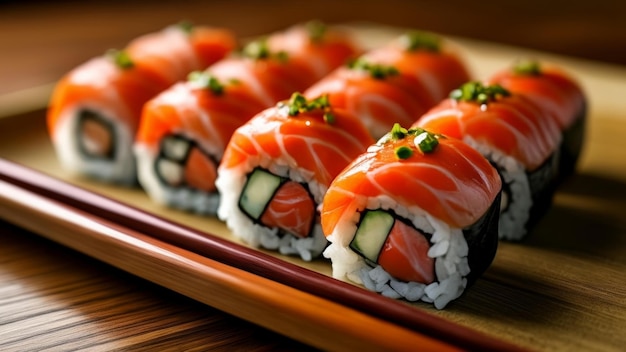 Deliciously crafted sushi rolls ready to be savored