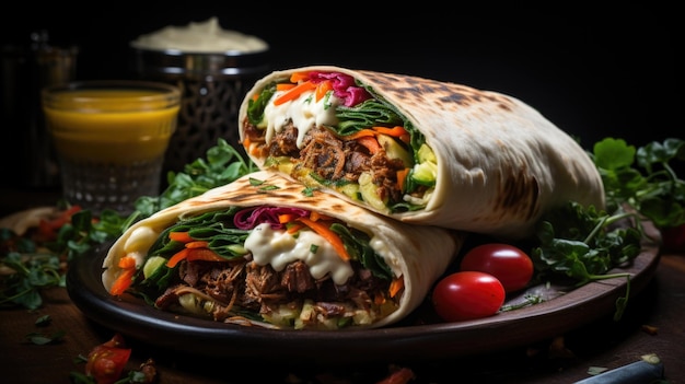 Deliciously grilled shawarma with flavorful spices and garlic sauce Generative AI