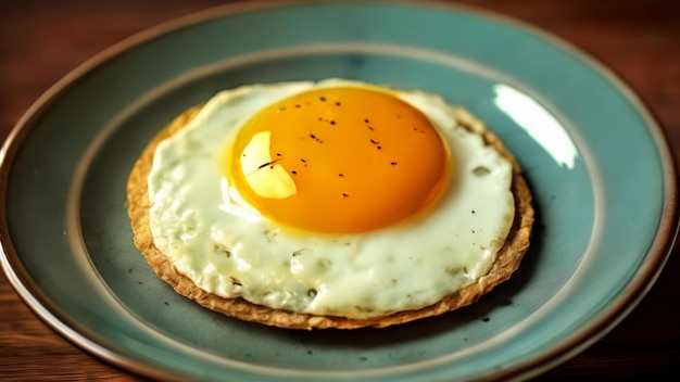 Photo deliciously sunny side up on a crispy cracker