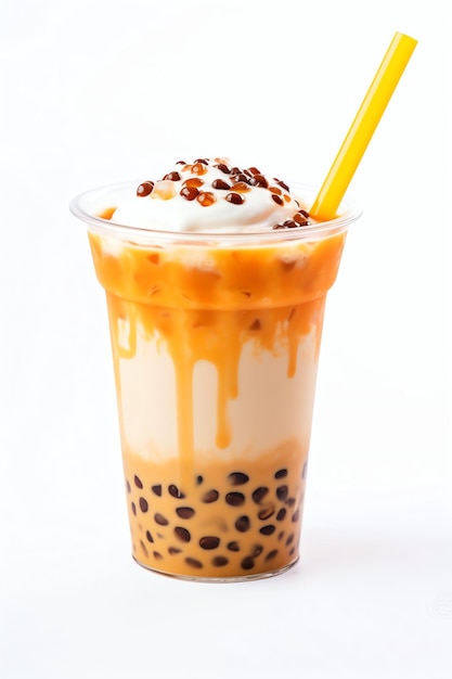 a delicius bubble milk tea with berry topping